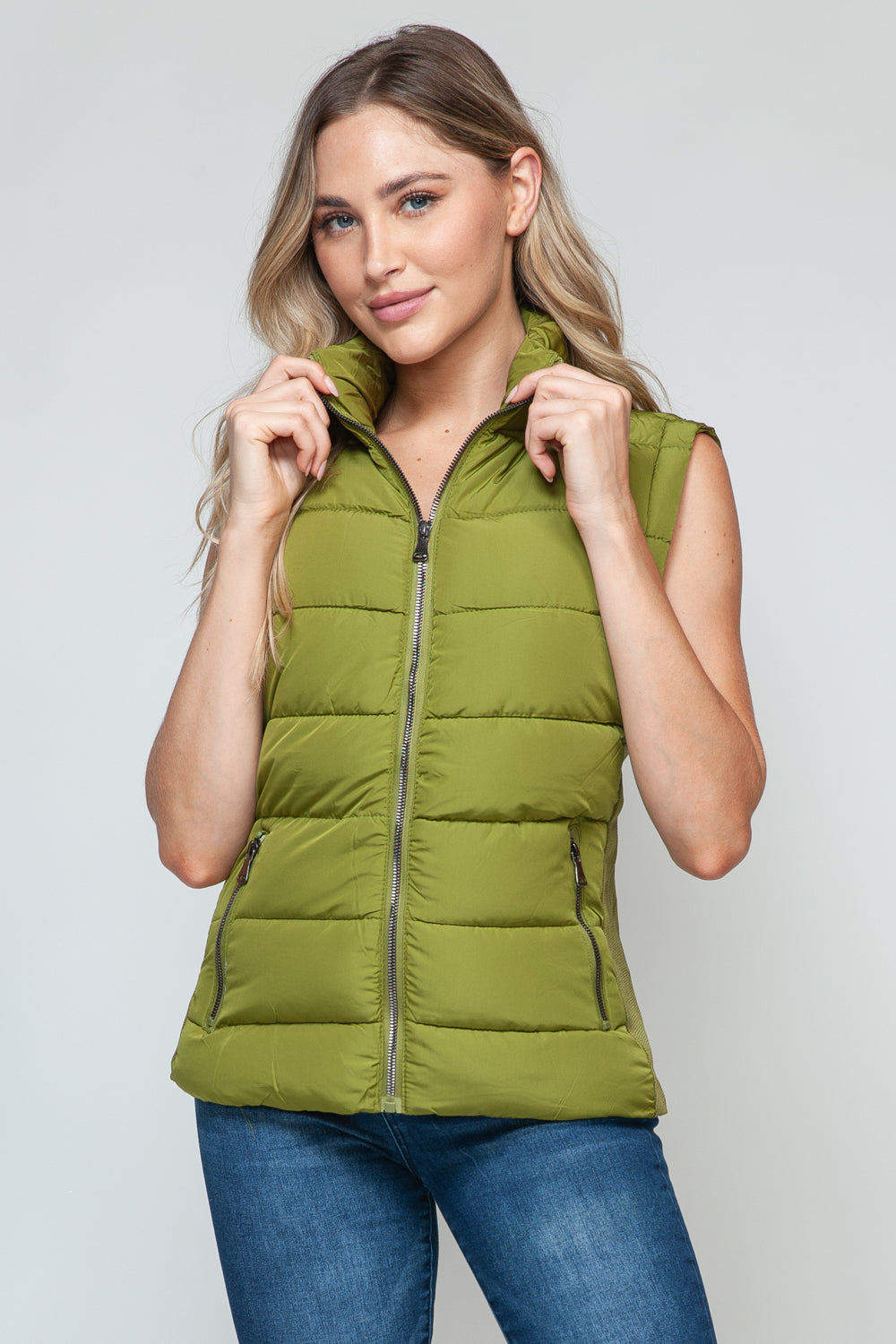 Snobbish Zip Up Turtleneck Vest with Pockets 