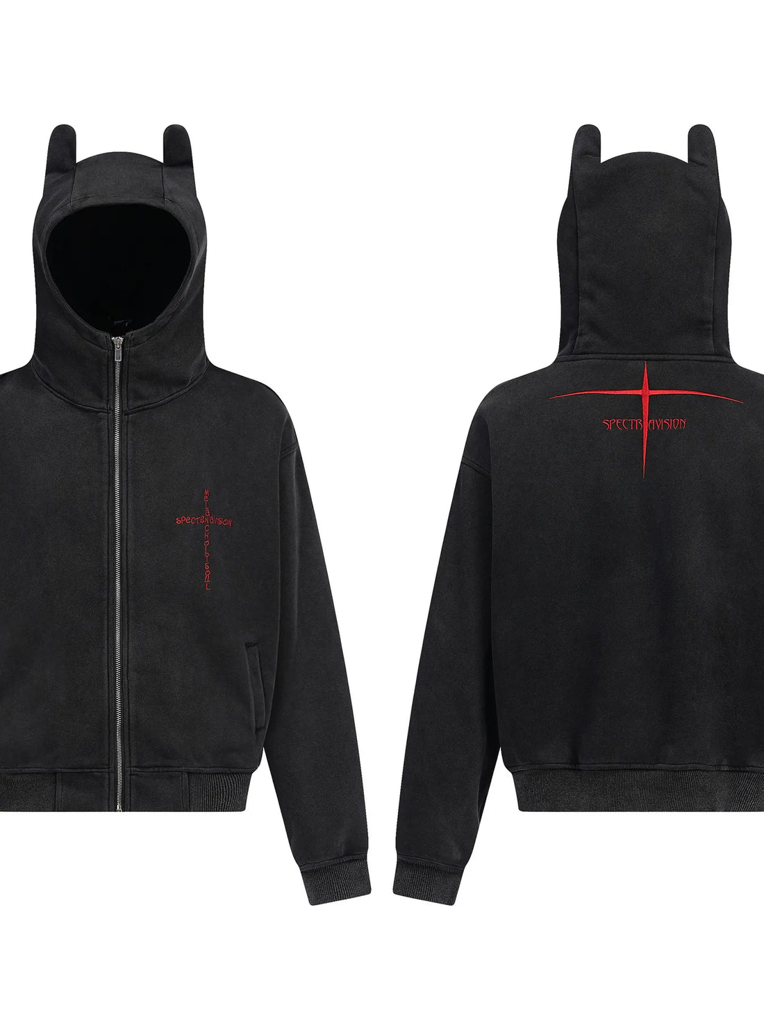 Men's Devil Horn Zip-Up Hoodie 