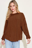Basic Bae Full Size Ribbed Round Neck Long Sleeve T-Shirt Sweaters & Cardigans