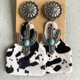 Turquoise Decor Cactus Alloy Earrings 
