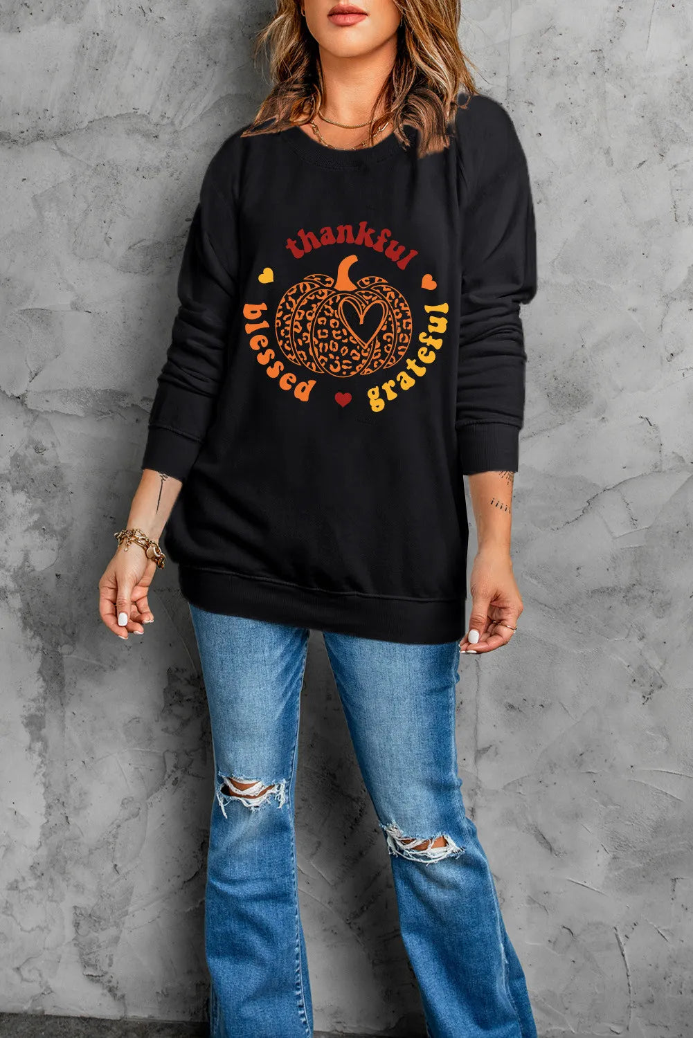 Pumpkin Graphic Long Sleeve Sweatshirt 