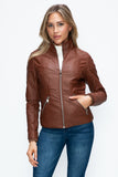 YMI Faux Layered Double-Zipper Jacket with Fuzzy Hood 