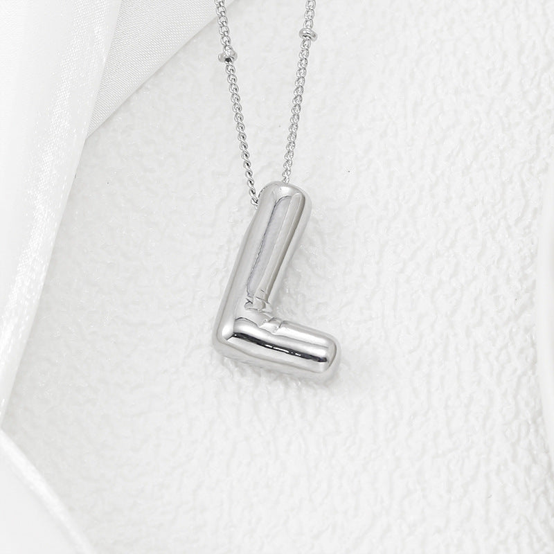 Copper Bubble Letter Pendant Necklace 