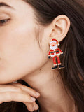 Alloy Rhinestone Santa Earrings 