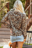 Pumpkin Graphic Leopard Round Neck Long Sleeve Sweatshirt 