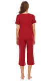 V-Neck Short Sleeve Top and Pants Lounge Set Lingerie & Nightwear