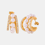 Pearl Titanium Steel C-Hoop Earrings 