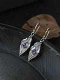Alloy Rhinestone Leaf Shape Earrings 