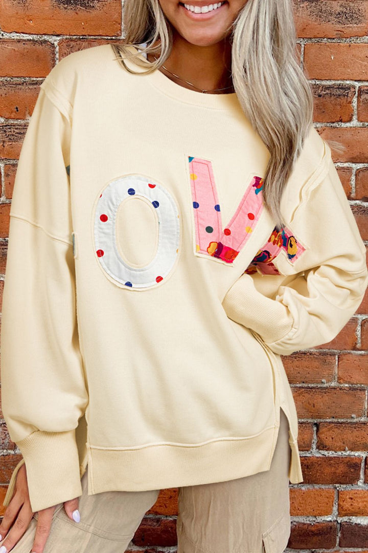 LOVE Patch Round Neck Sweater 