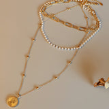 Synthetic Pearl Titanium Steel Three-Layered Necklace 