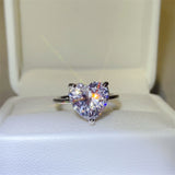 5 Carat 925 Sterling Silver Moissanite Heart Shape Ring 