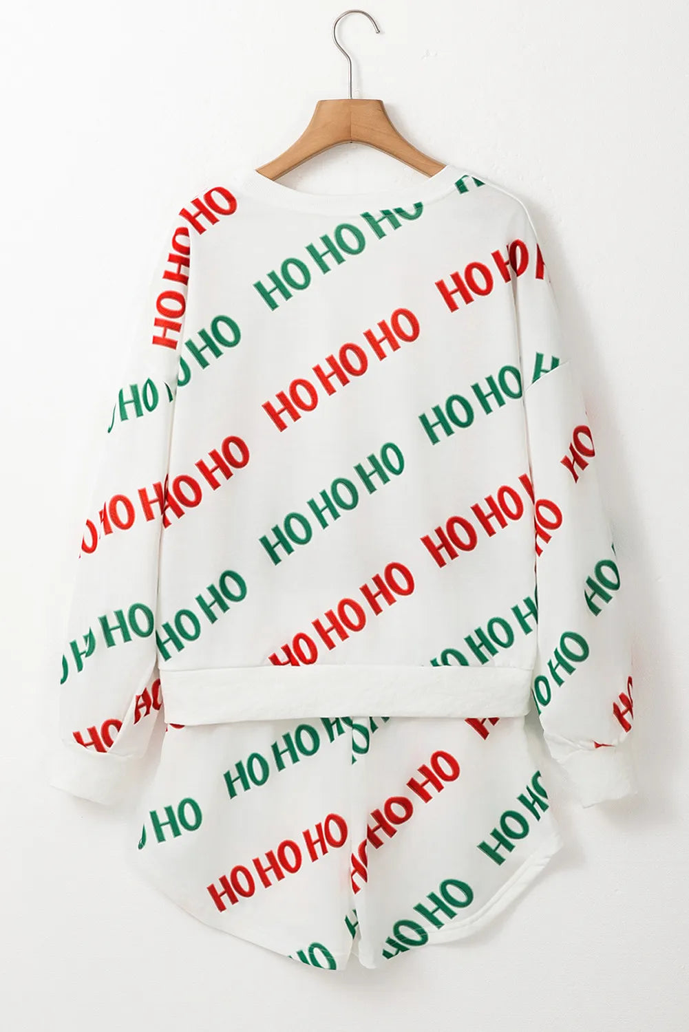 Letter Print Round Neck Long Sleeve Top and Shorts Set 