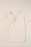 Plus Size Textured Lace Round Neck Short Sleeve T-Shirt 