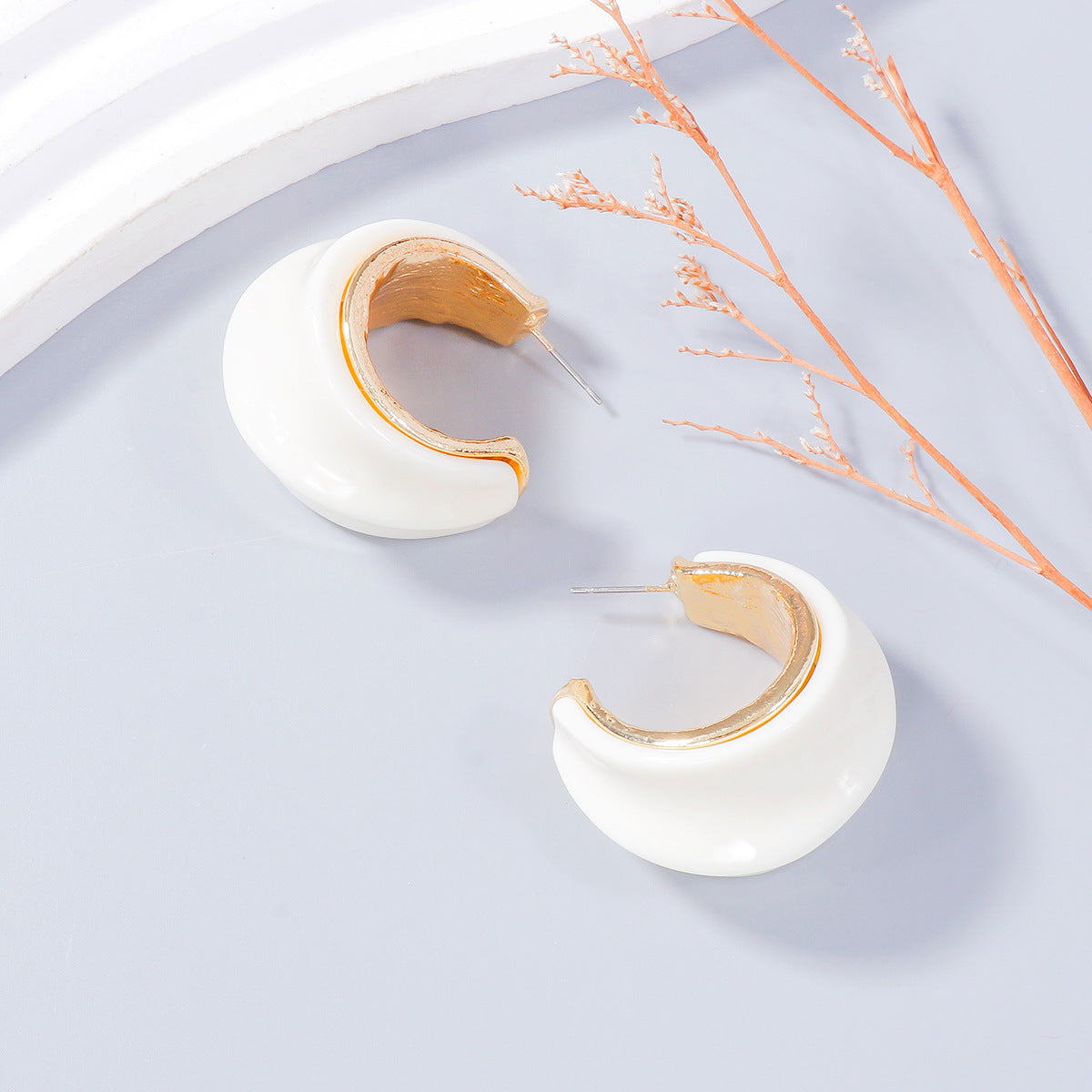 Alloy Drip Oil C-Hoop Earrings 