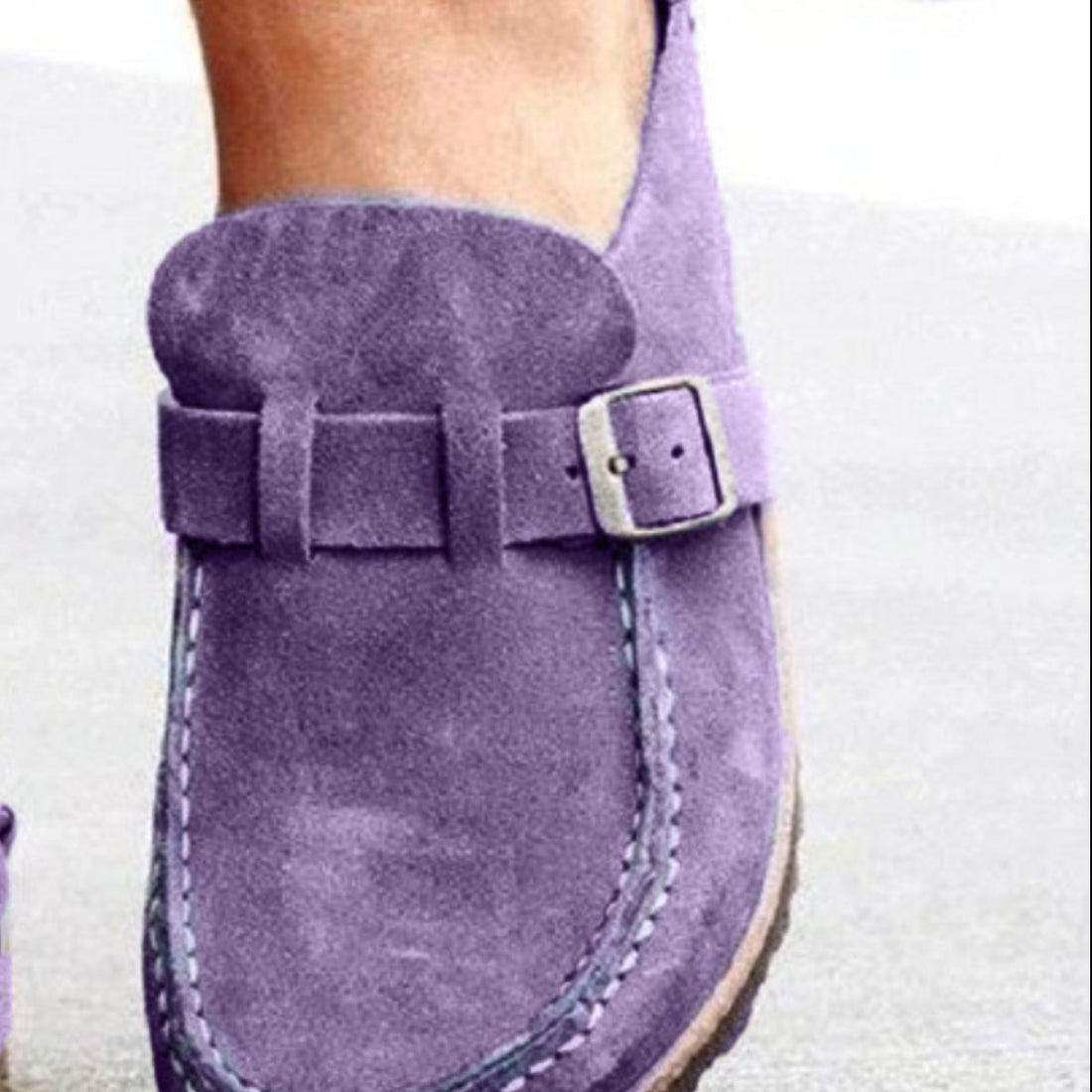 Round Toe Low Heel Buckle Loafers 