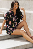 Printed Button Up Short Sleeve Top and Shorts Lounge Set Lingerie & Nightwear