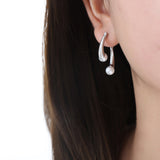 Synthetic Pearl Asymmetrical Titanium Steel Earrings 