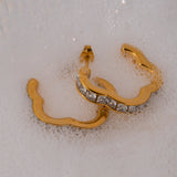 Stainless Steel Inlaid Zircon C-Hoop Earrings 
