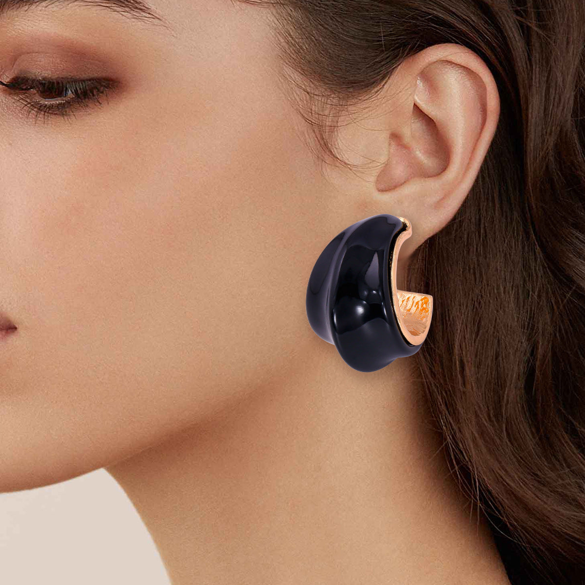 Alloy Drip Oil C-Hoop Earrings 