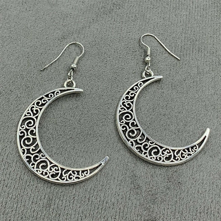 Alloy Cutout Moon Earrings 