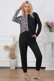 Leopard Round Neck Top and Drawstring Pants Lounge Set Lingerie & Nightwear