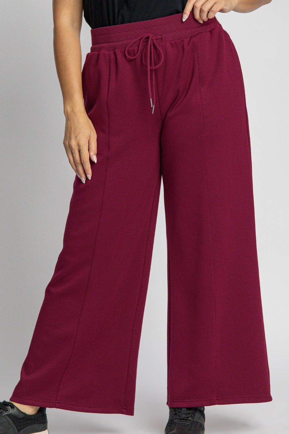 Umgee Full Size Drawstring Wide Leg Pants with Pockets 
