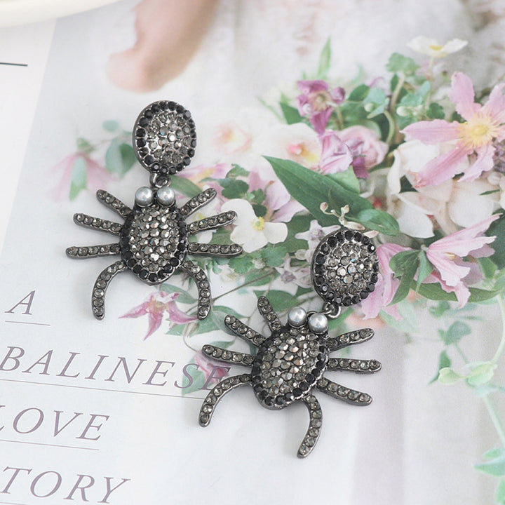 Spider Rhinestone Alloy Earrings 