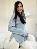 Culture Code Full Size Ribbed Zip Up Drawstring Hooded Jacket 