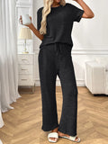 Ribbed Knit Short Sleeve Top and Pants Lounge Set Lingerie & Nightwear