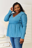 Jade By Jane Full Size Frill Trim Babydoll Blouse 