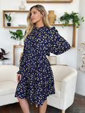 Double Take Full Size Printed Ruffle Hem Long Sleeve Tiered Dress 