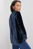 Frill Half Button Mock Neck Long Sleeve Blouse 