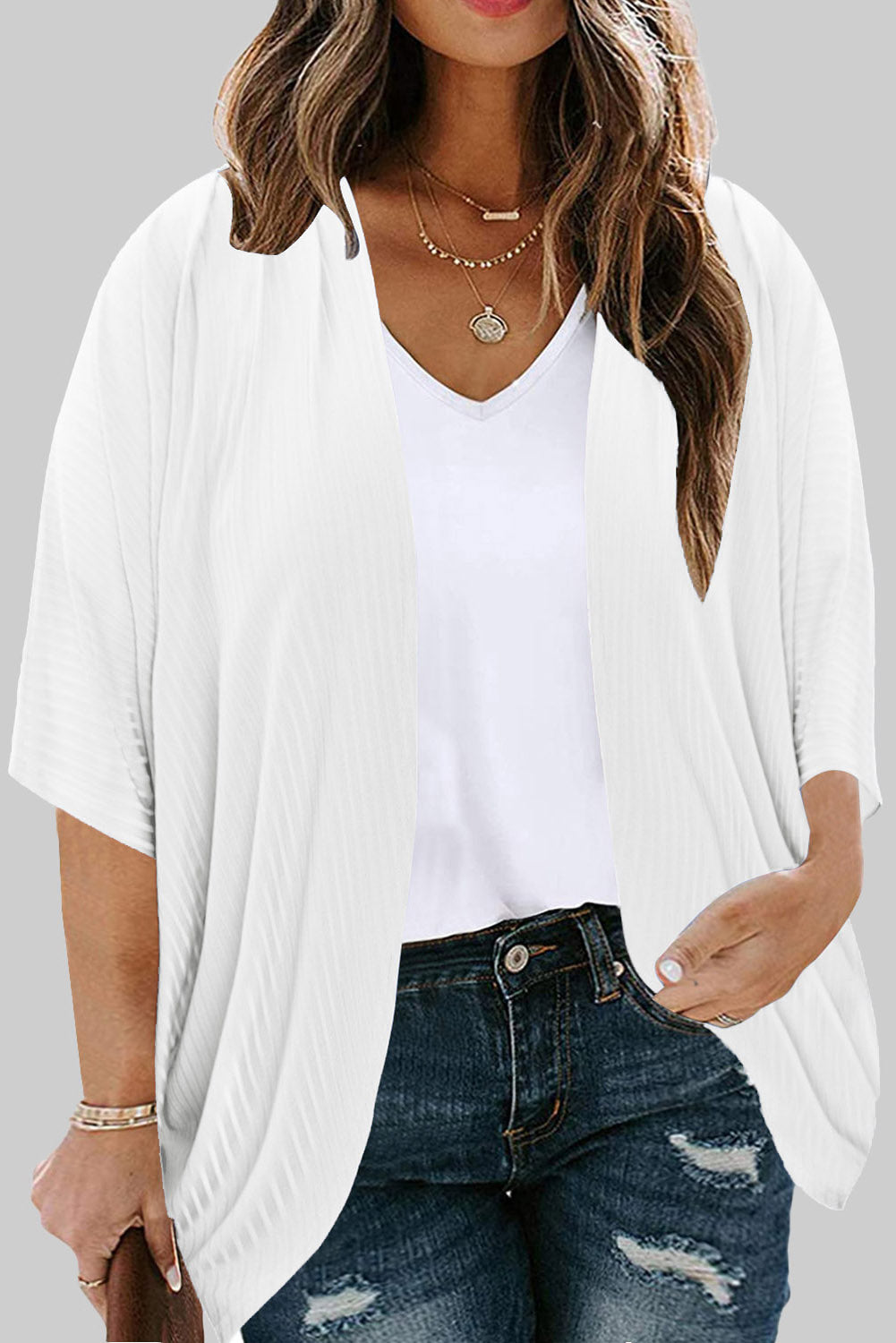 Plus Size Ribbed Cocoon Cover Up 