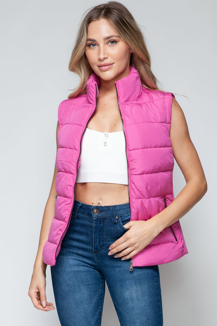 Snobbish Zip Up Turtleneck Vest with Pockets 