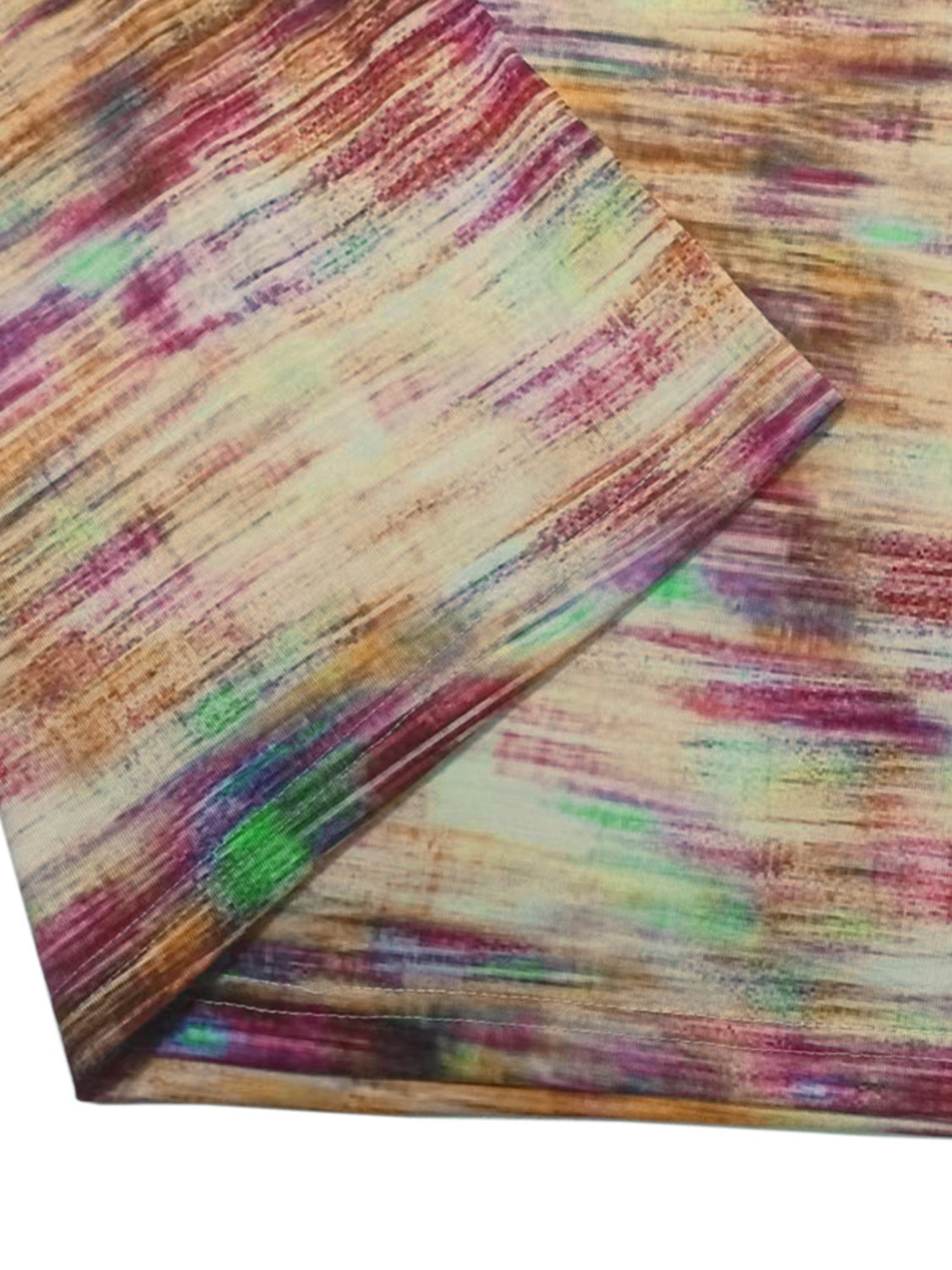 Shiny Printed Round Neck Cap Sleeve Top 