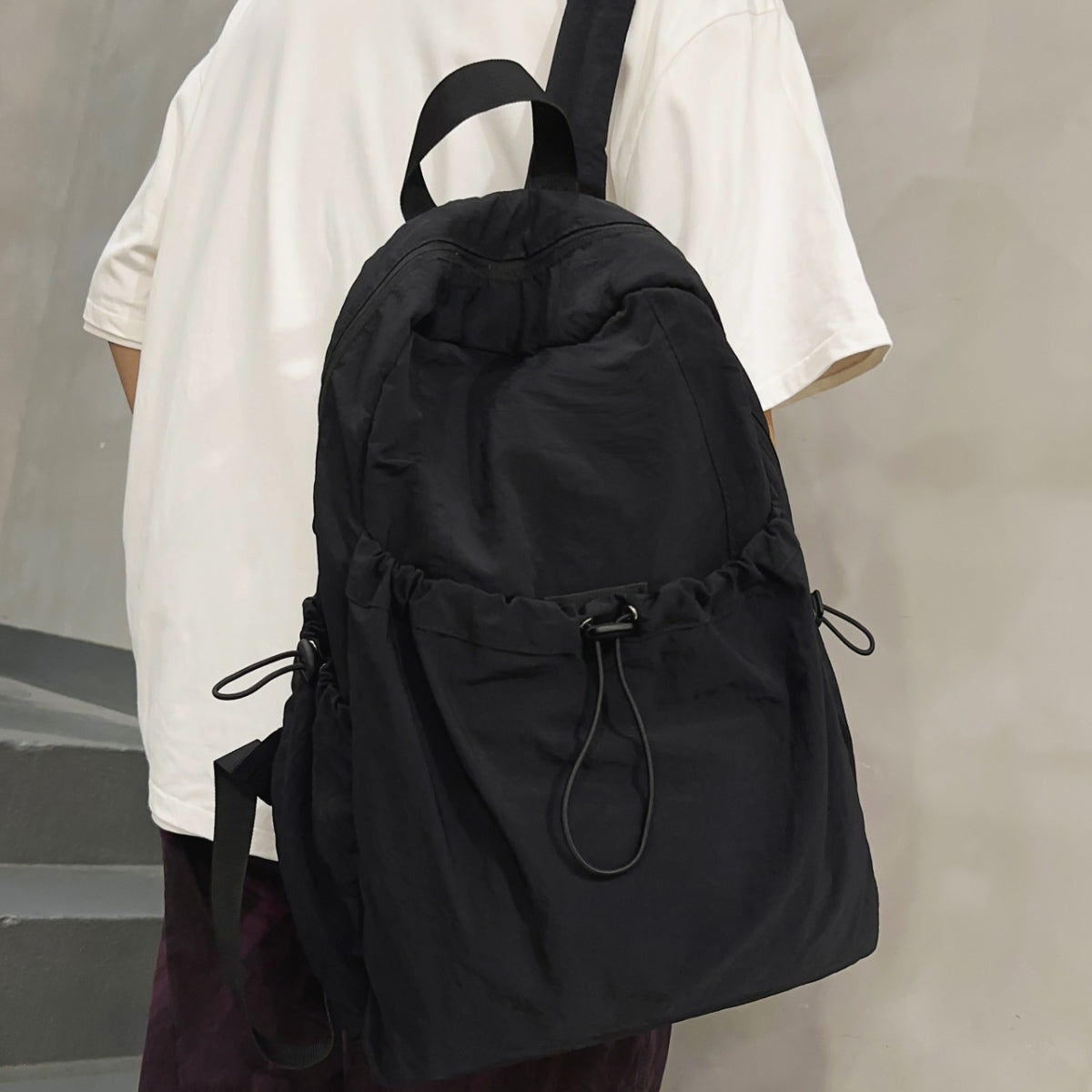 Drawstring Nylon Backpack Bag 