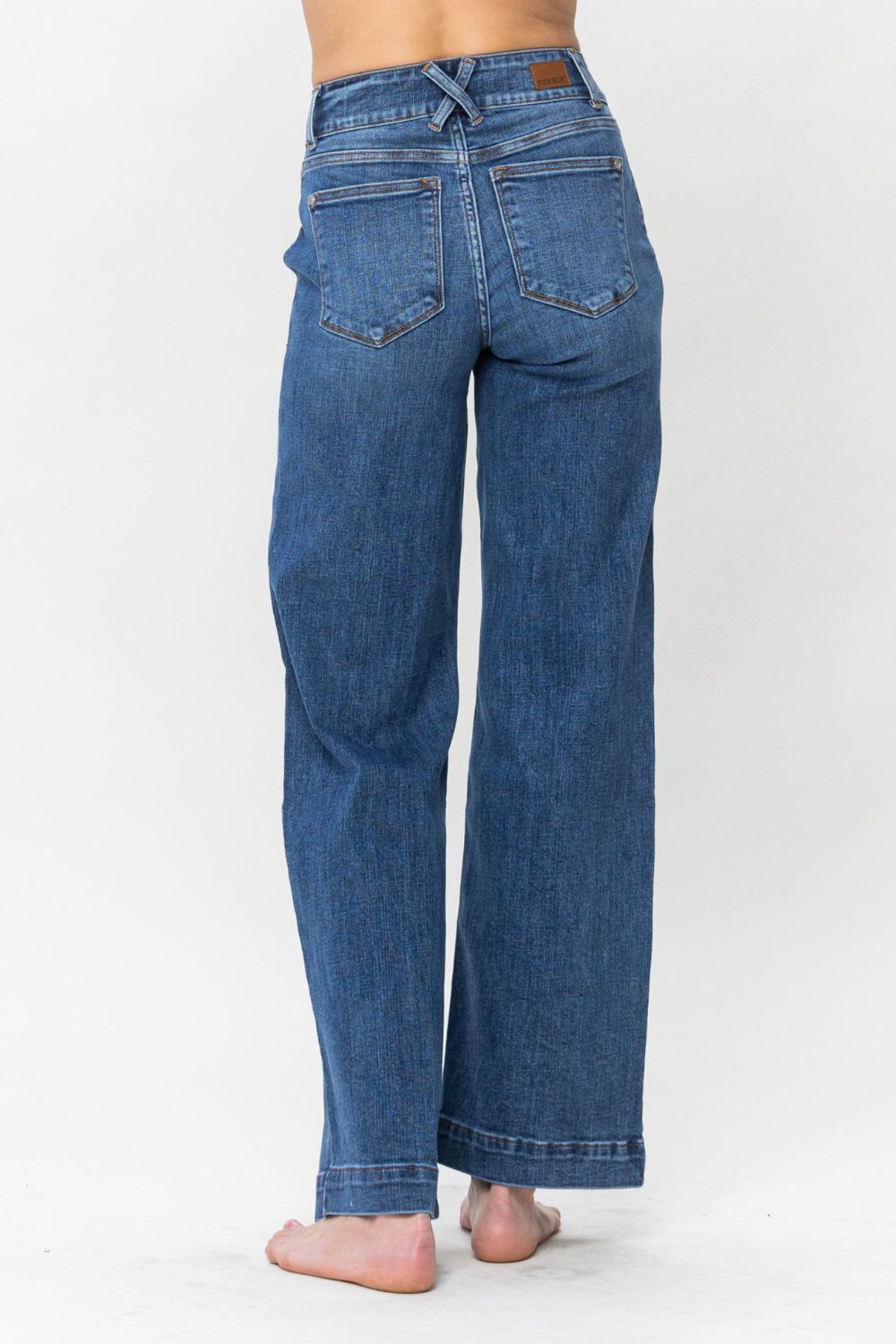 Judy Blue Full Size Double Button Wide Leg Jeans 