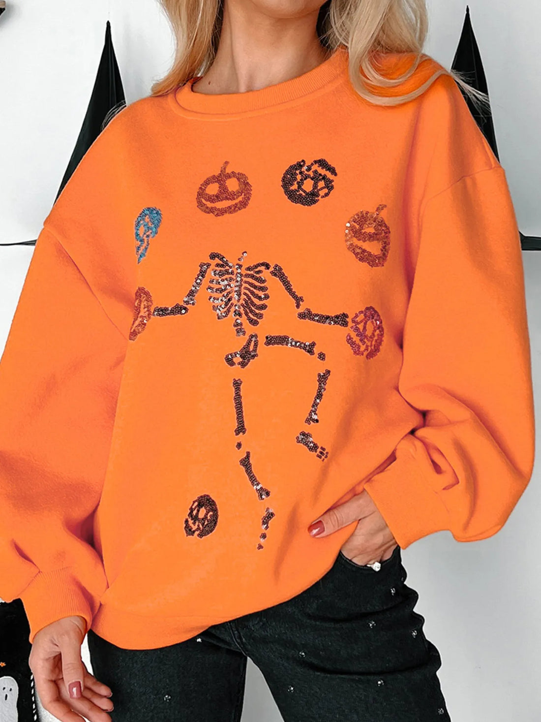 Halloween Skeleton Pumpkin Sweatshirt 