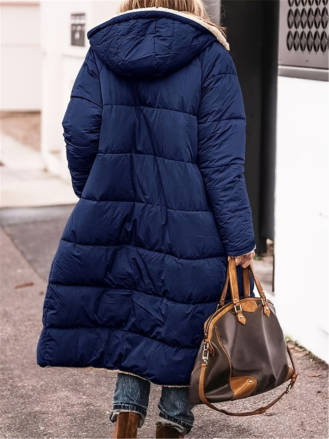 Plus Size Zip Up Sherpa Hooded Coat 