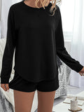 Round Neck Raglan Sleeve Top and Shorts Lounge Set Lingerie & Nightwear