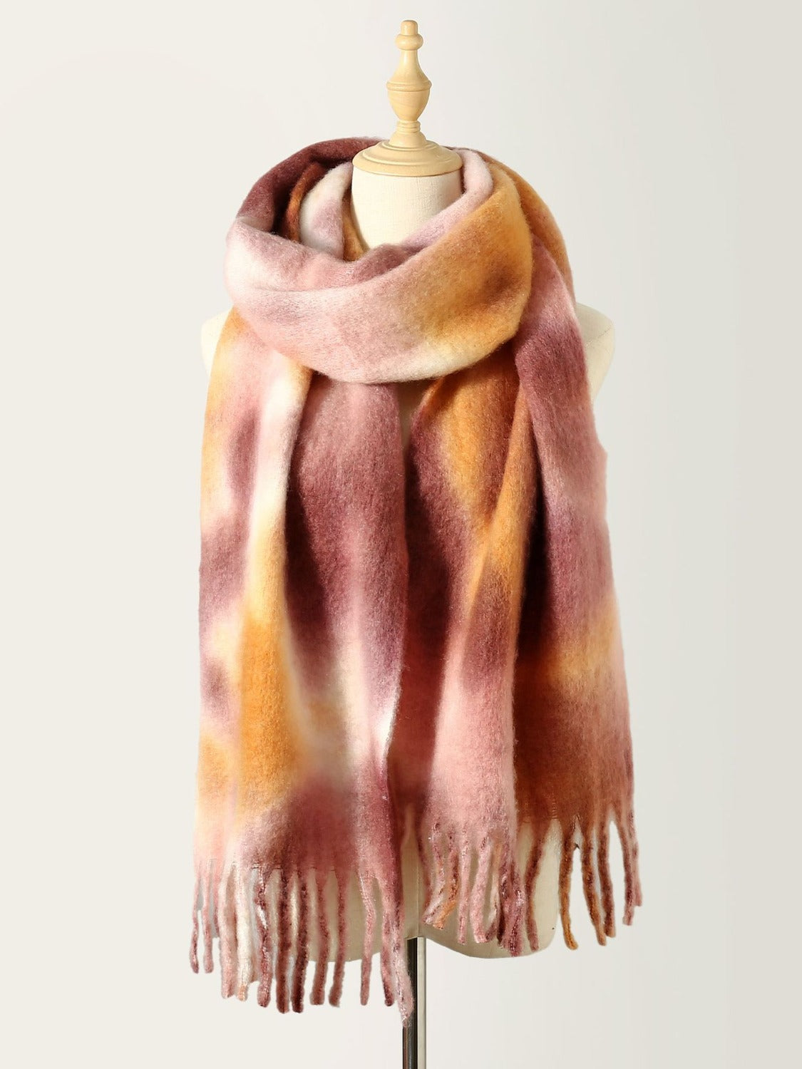 Fringe Tie-Dye Polyester Scarf 