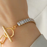 Zircon Titanium Steel Closure Bracelet 
