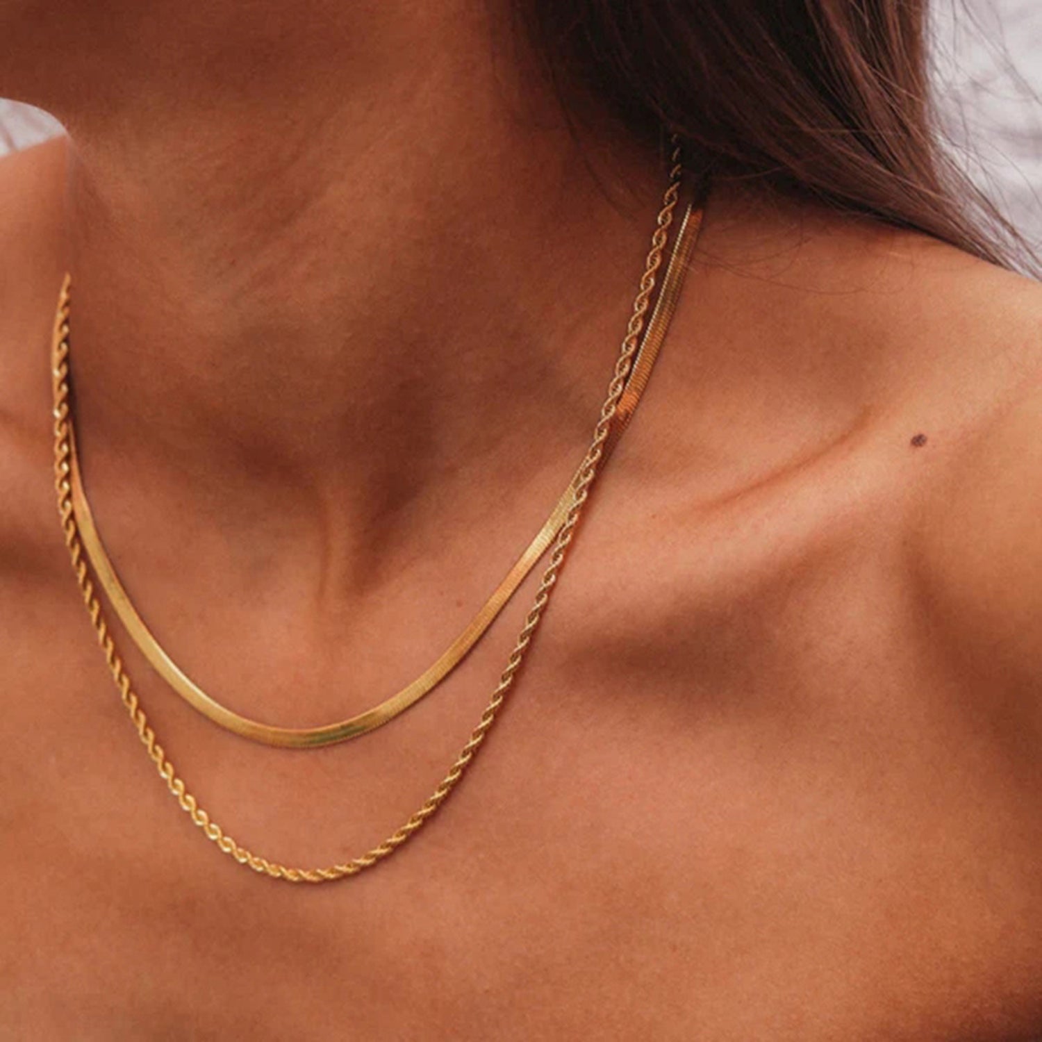 18K Gold-Plated Double-Layered Necklace 