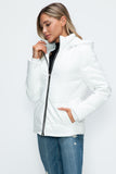 How Dare U Pocketed Zip Up Puffer Jacket with Removable Hood 