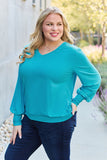 Basic Bae Full Size V-Neck Lantern Sleeve Top 