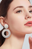 Round Shape Raffia Grass Dangle Earrings 