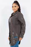 American Bazi Distressed Button Up Long Sleeve Denim Jacket 