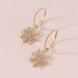 Halloween Spider Web Dangle Hoop Earrings 