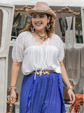 Plus Size Tie Neck Short Sleeve Blouse 