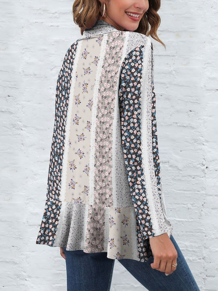 FAM-FAM Printed Open Front Long Sleeve Cardigan 